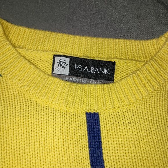 Vintage Jos. A. Bank Leadbetter Golf Sweater Vest XL Yellow Plaid Academia - Picture 8 of 11